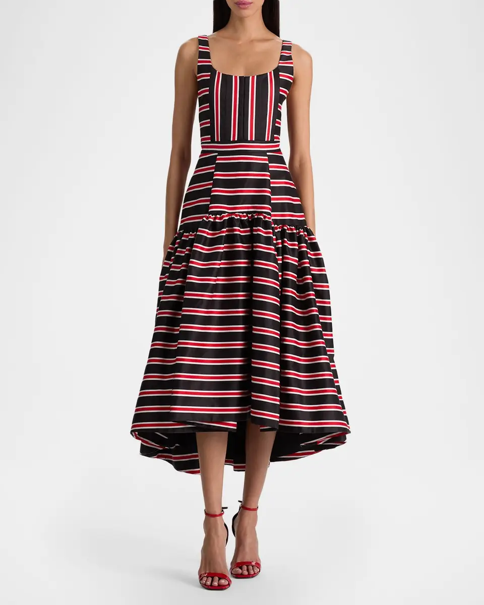 ALICE + OLIVIA Diana Striped Structured Midi Dress | Thumbnail 2 ALICE + OLIVIA Diana Striped Structured Midi Dress | Thumbnail 2