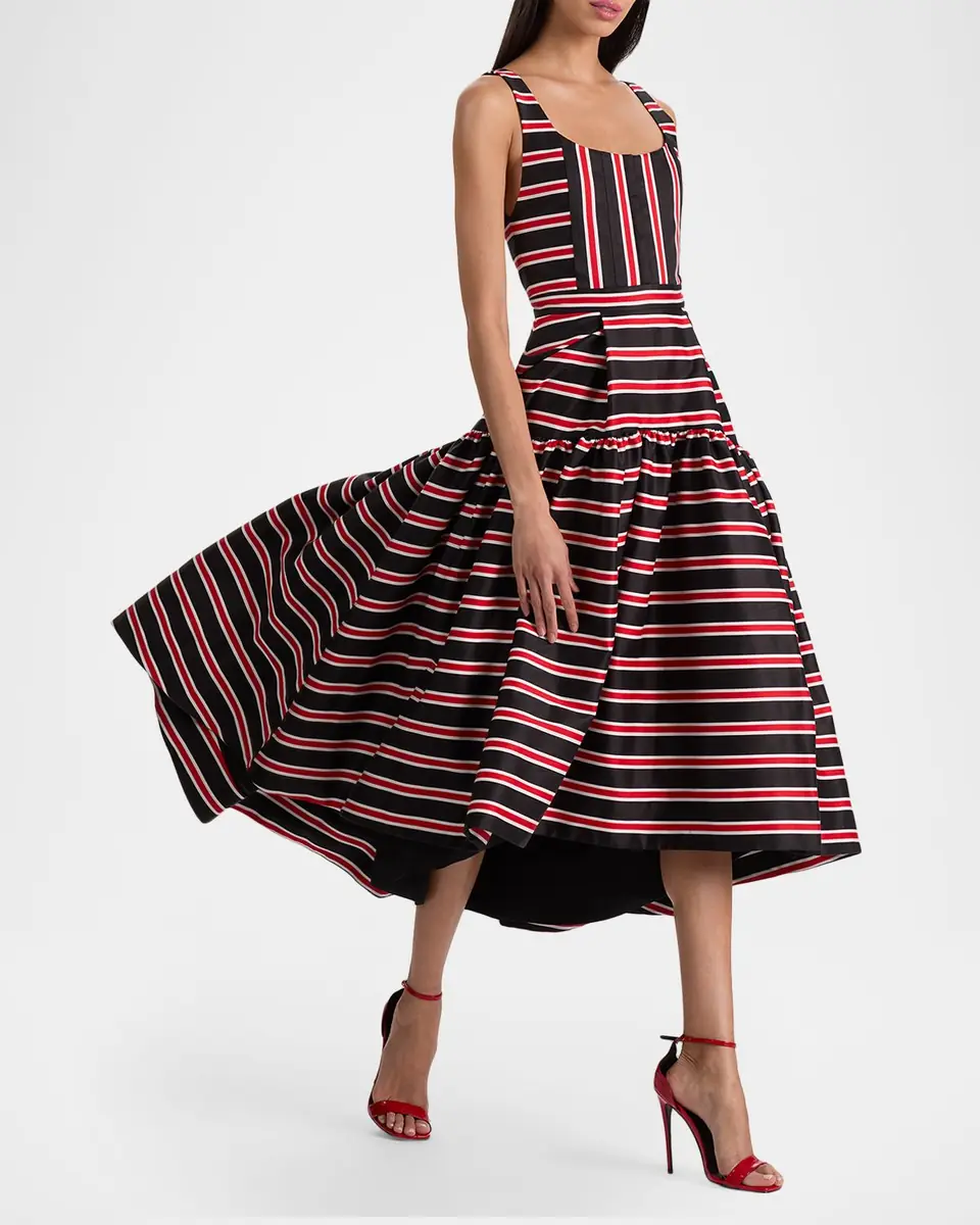 ALICE + OLIVIA Diana Striped Structured Midi Dress | Thumbnail 6 ALICE + OLIVIA Diana Striped Structured Midi Dress | Thumbnail 6