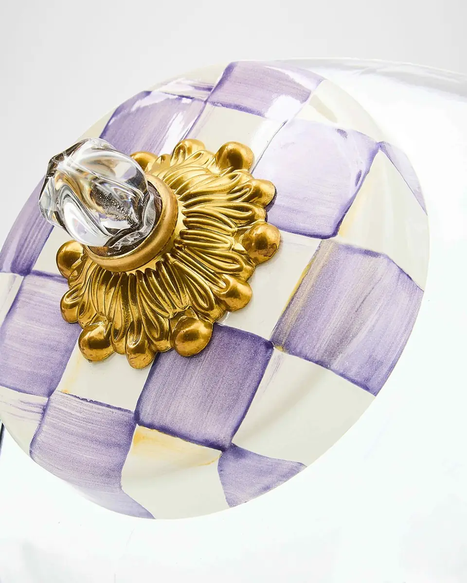 MacKenzie-Childs Cookie Jar with Violet Check Lid | Thumbnail 2 MacKenzie-Childs Cookie Jar with Violet Check Lid | Thumbnail 2