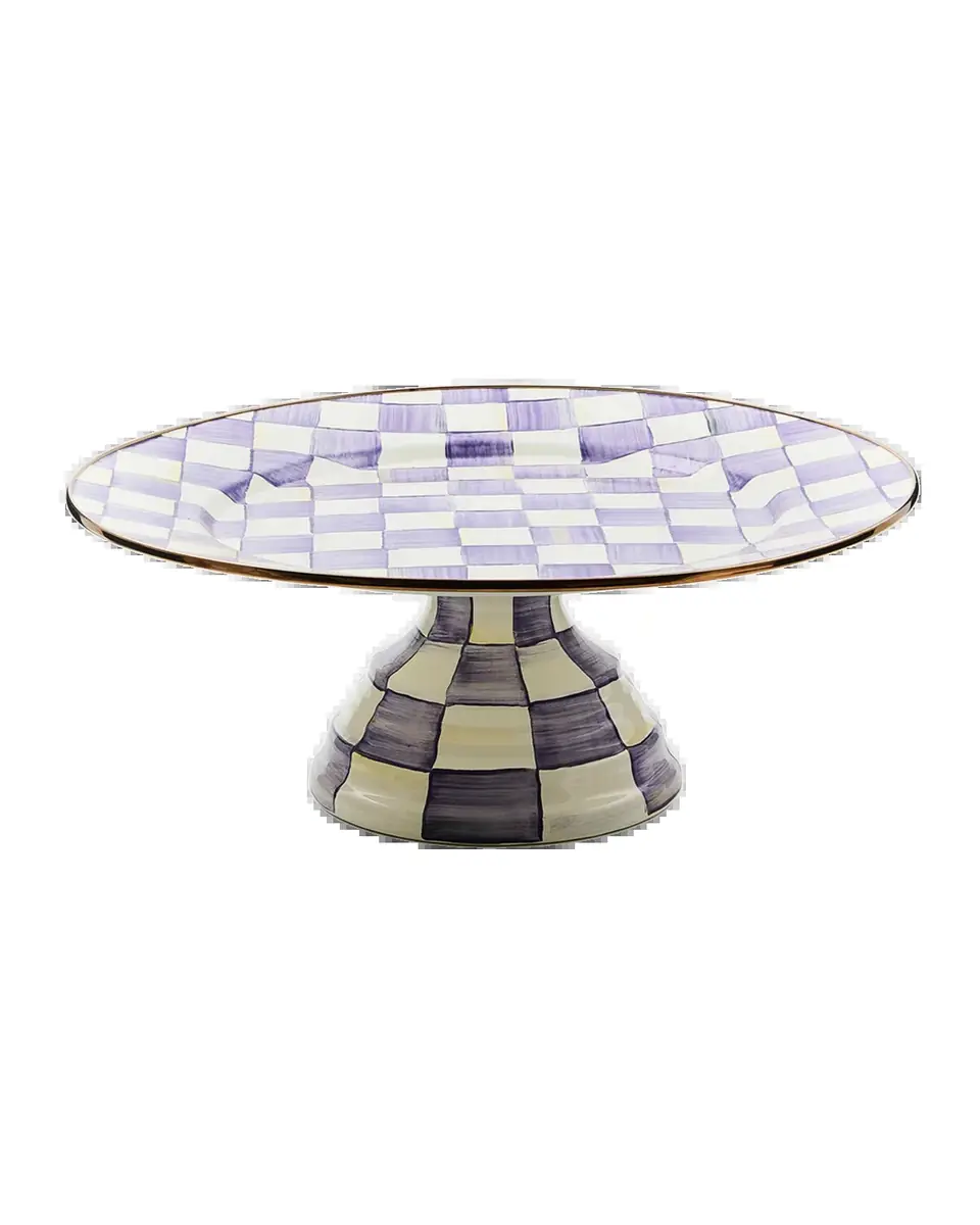 MacKenzie-Childs Violet Check Large Pedestal Platter | Thumbnail 2 MacKenzie-Childs Violet Check Large Pedestal Platter | Thumbnail 2