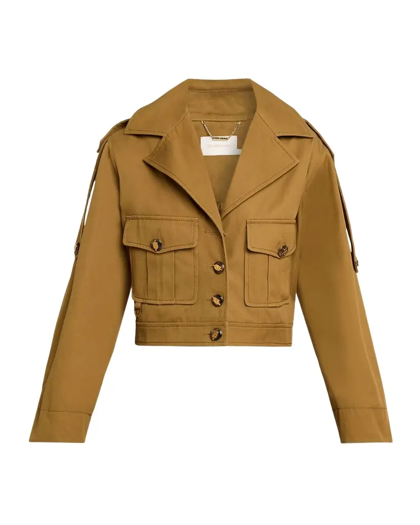 Zimmermann Luna Drill Cropped Cargo Jacket | Image 1 Zimmermann Luna Drill Cropped Cargo Jacket | Image 1