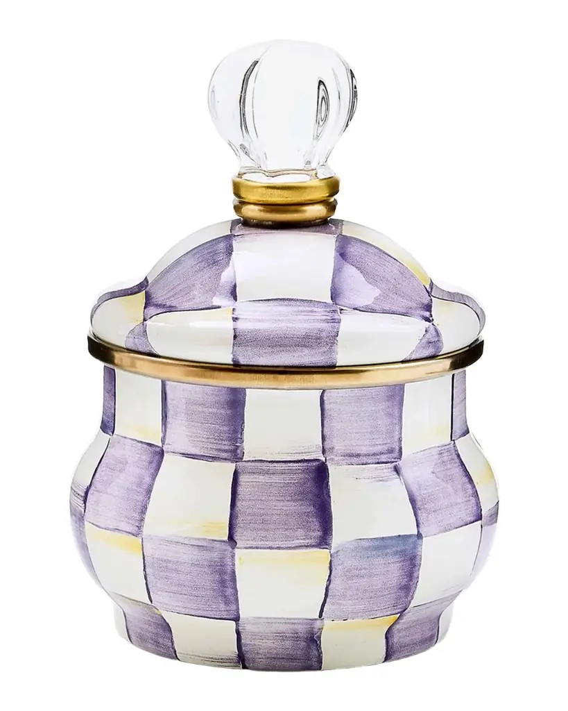 MacKenzie-Childs Violet Check Lidded Sugar Bowl