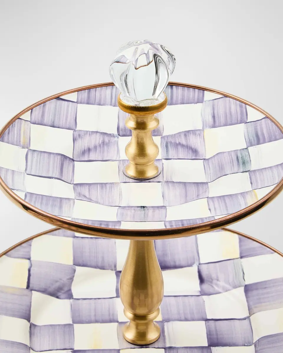 MacKenzie-Childs Violet Check 3-Tier Sweet Stand | Thumbnail 2 MacKenzie-Childs Violet Check 3-Tier Sweet Stand | Thumbnail 2