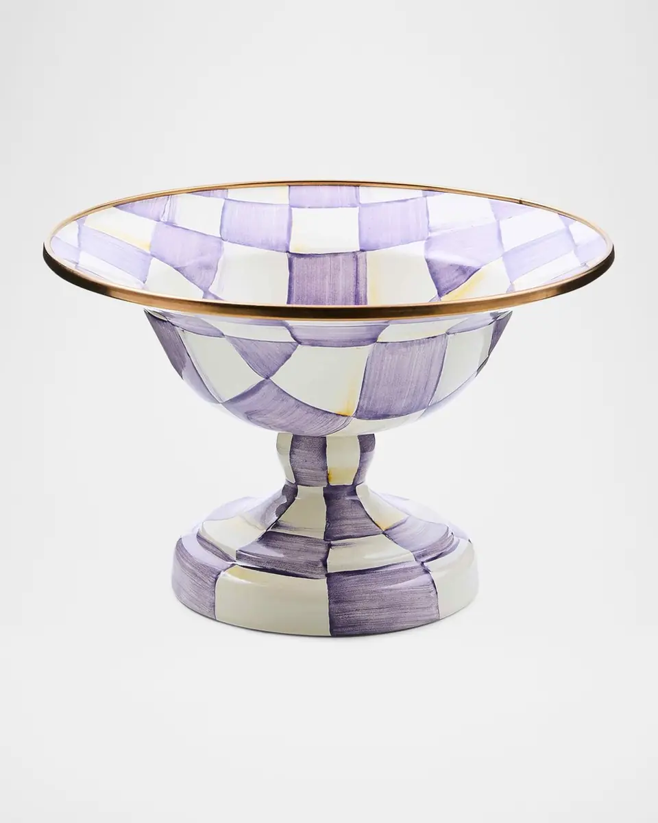 MacKenzie-Childs Violet Check Large Compote | Thumbnail 2