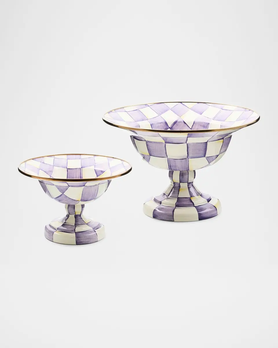 MacKenzie-Childs Violet Check Large Compote | Thumbnail 3