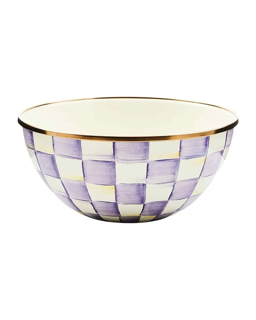 MacKenzie-Childs Violet Check Small Everyday Bowl