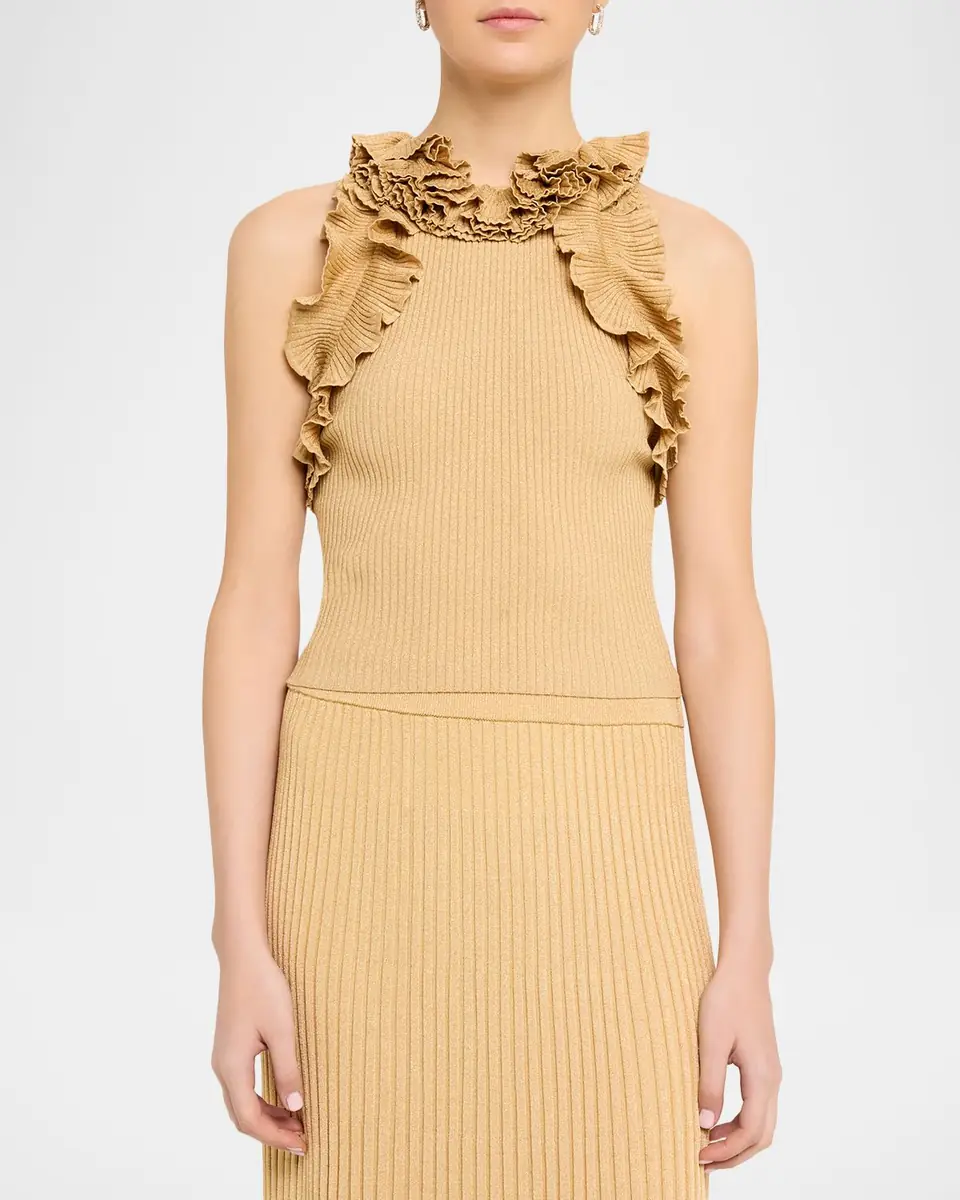 Zimmermann Luna Metallic Ruffled Tank Top | Thumbnail 4 Zimmermann Luna Metallic Ruffled Tank Top | Thumbnail 4