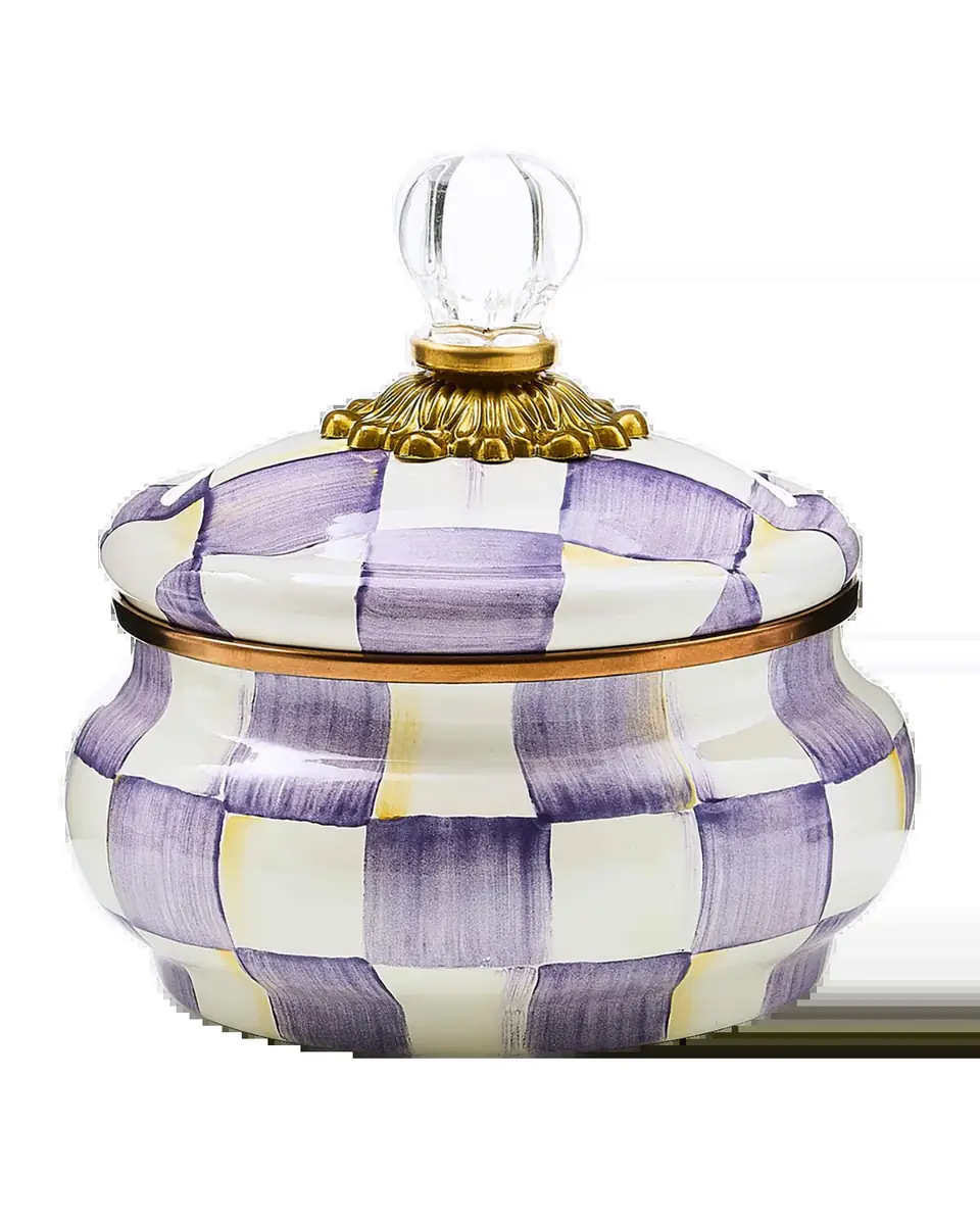 MacKenzie-Childs Violet Check Squashed Pot | Thumbnail 2 MacKenzie-Childs Violet Check Squashed Pot | Thumbnail 2