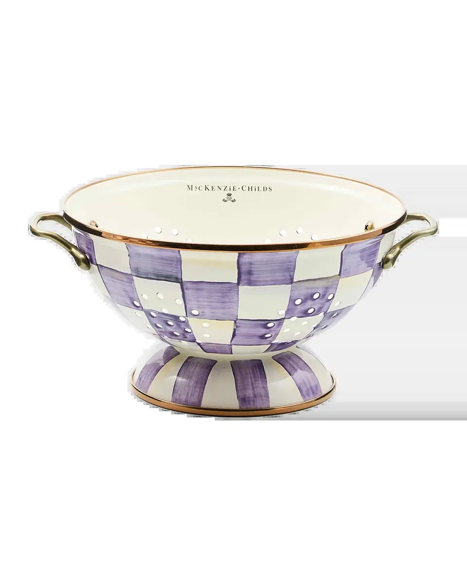 MacKenzie-Childs Violet Check Large Colander | Thumbnail 2 MacKenzie-Childs Violet Check Large Colander | Thumbnail 2
