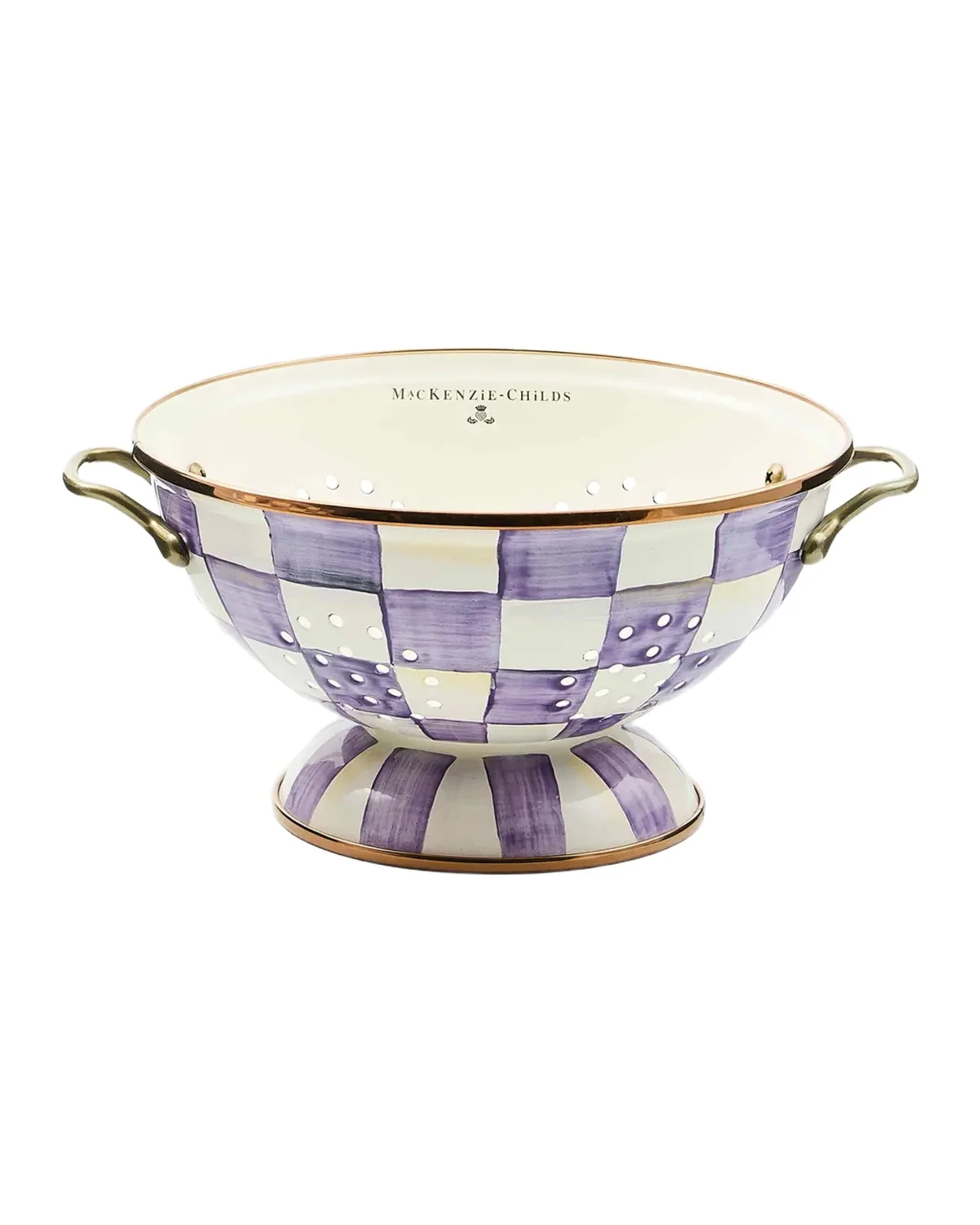 MacKenzie-Childs Violet Check Large Colander