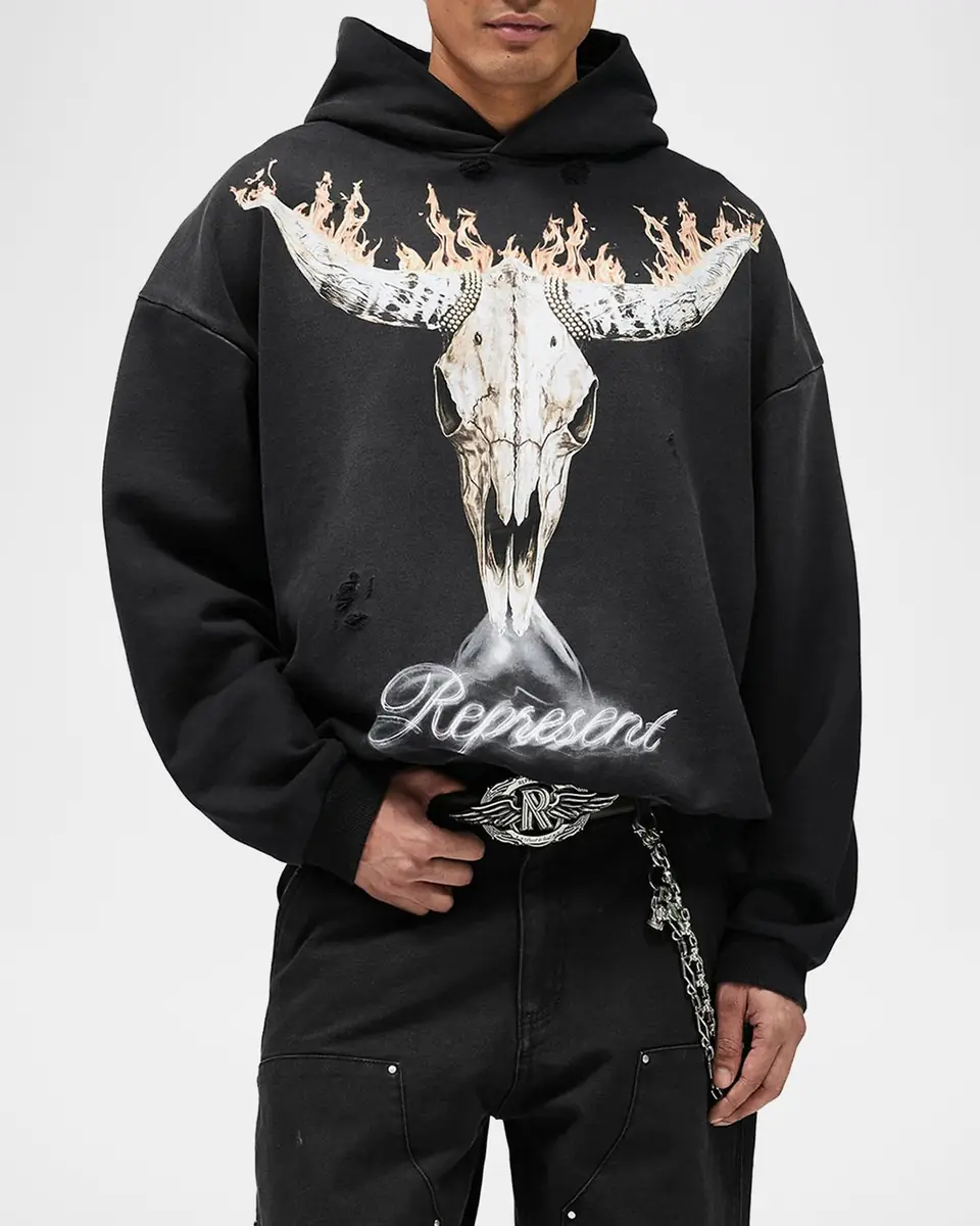 Represent Men's British Cowboys Distressed Hoodie | Thumbnail 4 Represent Men's British Cowboys Distressed Hoodie | Thumbnail 4