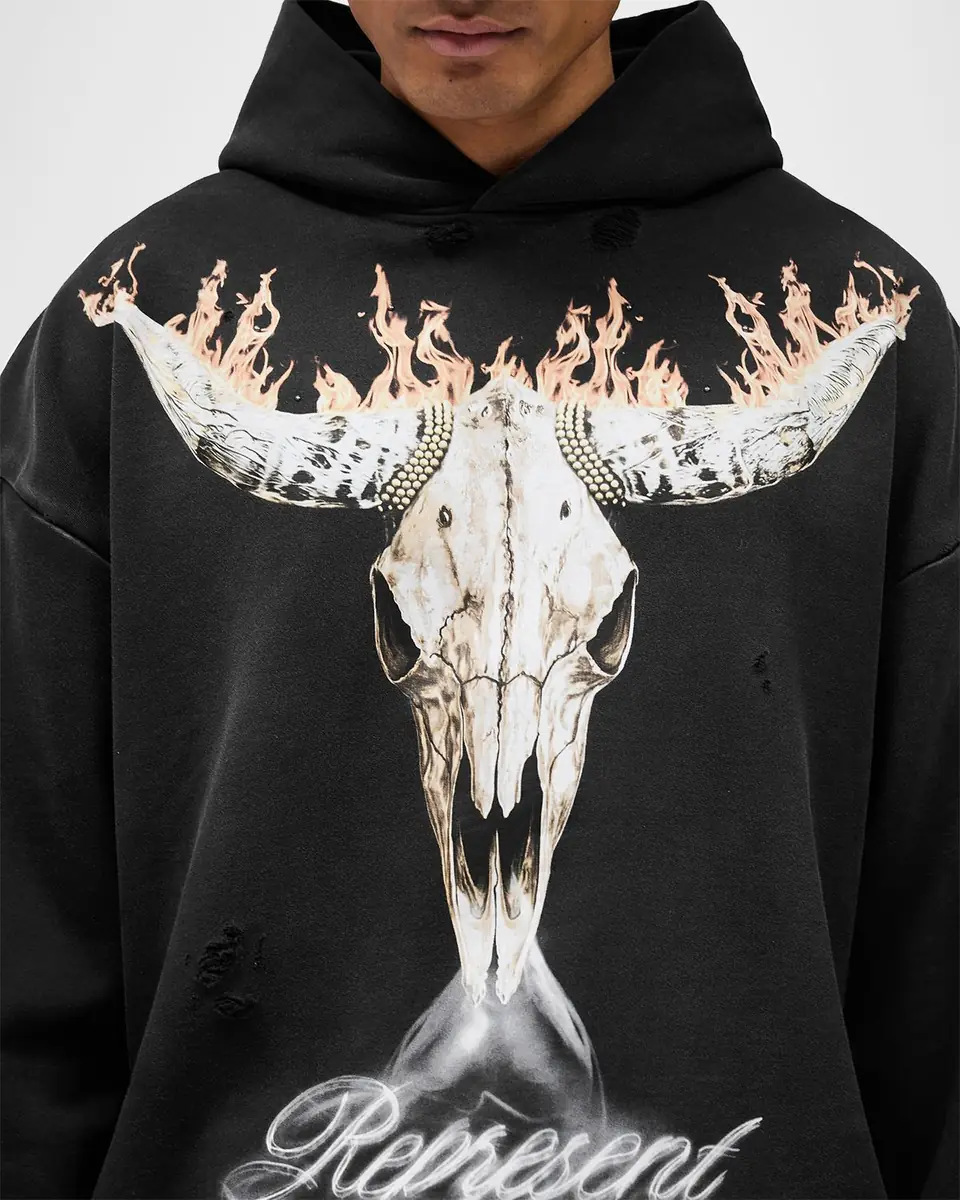 Represent Men's British Cowboys Distressed Hoodie | Thumbnail 8 Represent Men's British Cowboys Distressed Hoodie | Thumbnail 8