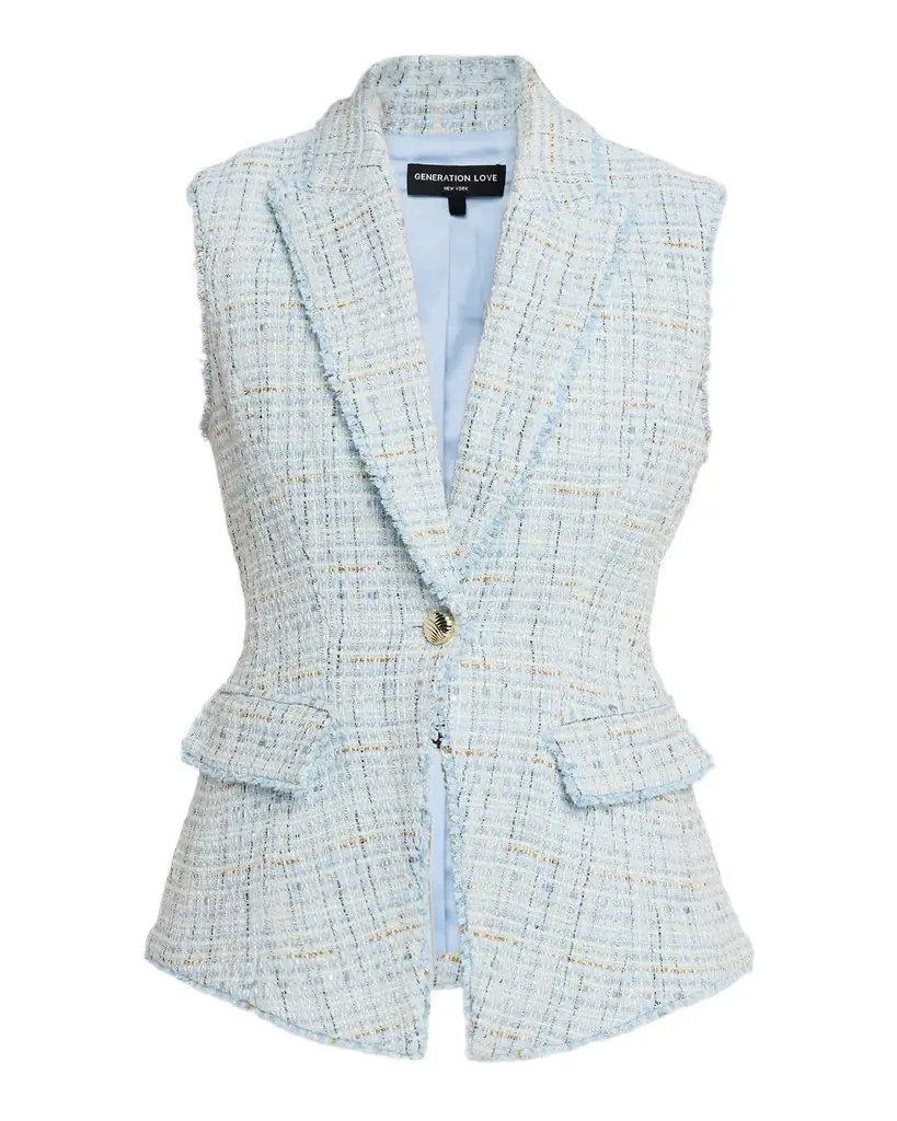 Generation Love Rialto Tweed Sleeveless Blazer | Image 1 Generation Love Rialto Tweed Sleeveless Blazer | Image 1