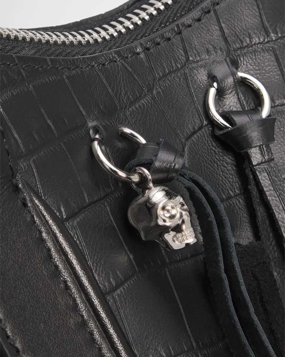 Alexander McQueen Manta Fringed Croc-Embossed Leather Shoulder Bag | Thumbnail 5 Alexander McQueen Manta Fringed Croc-Embossed Leather Shoulder Bag | Thumbnail 5