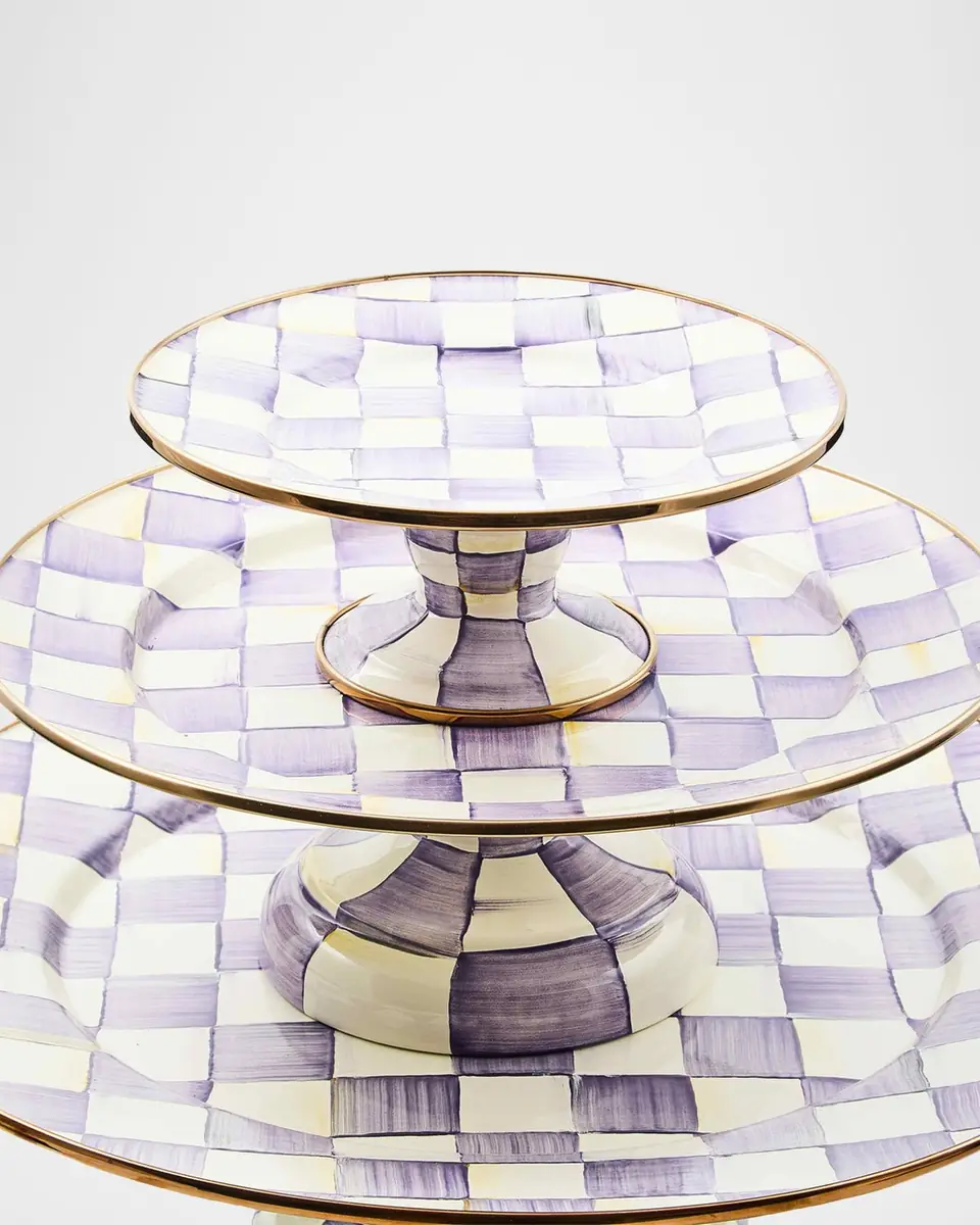 MacKenzie-Childs Violet Check Mini Pedestal Platter | Thumbnail 2 MacKenzie-Childs Violet Check Mini Pedestal Platter | Thumbnail 2