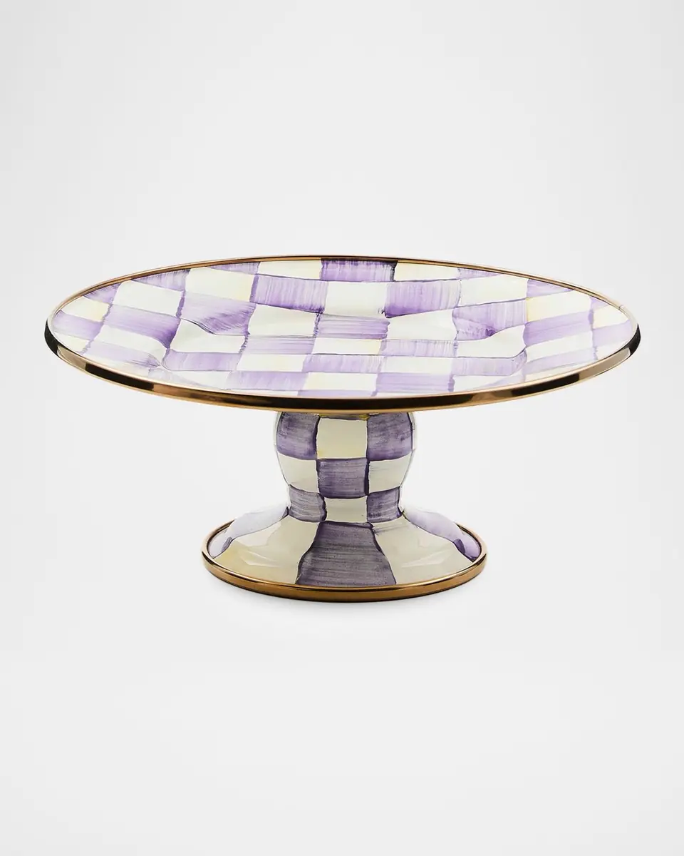 MacKenzie-Childs Violet Check Mini Pedestal Platter | Thumbnail 3 MacKenzie-Childs Violet Check Mini Pedestal Platter | Thumbnail 3
