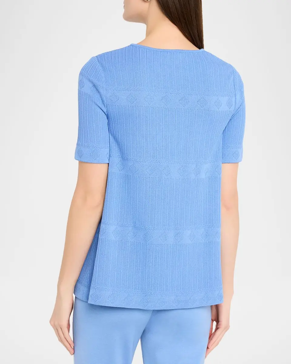 Misook Crewneck Geometric-Knit Tunic | Thumbnail 2 Misook Crewneck Geometric-Knit Tunic | Thumbnail 2