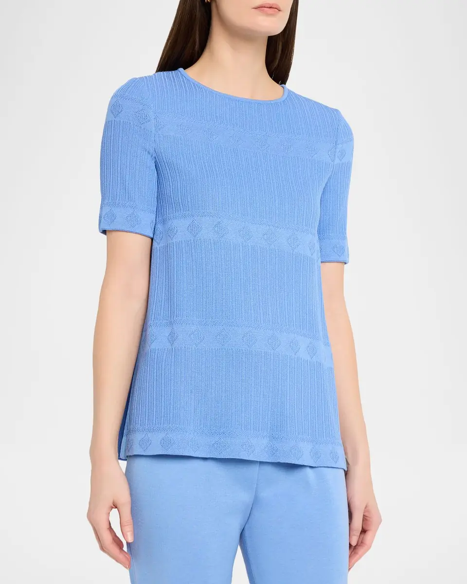 Misook Crewneck Geometric-Knit Tunic | Thumbnail 3 Misook Crewneck Geometric-Knit Tunic | Thumbnail 3