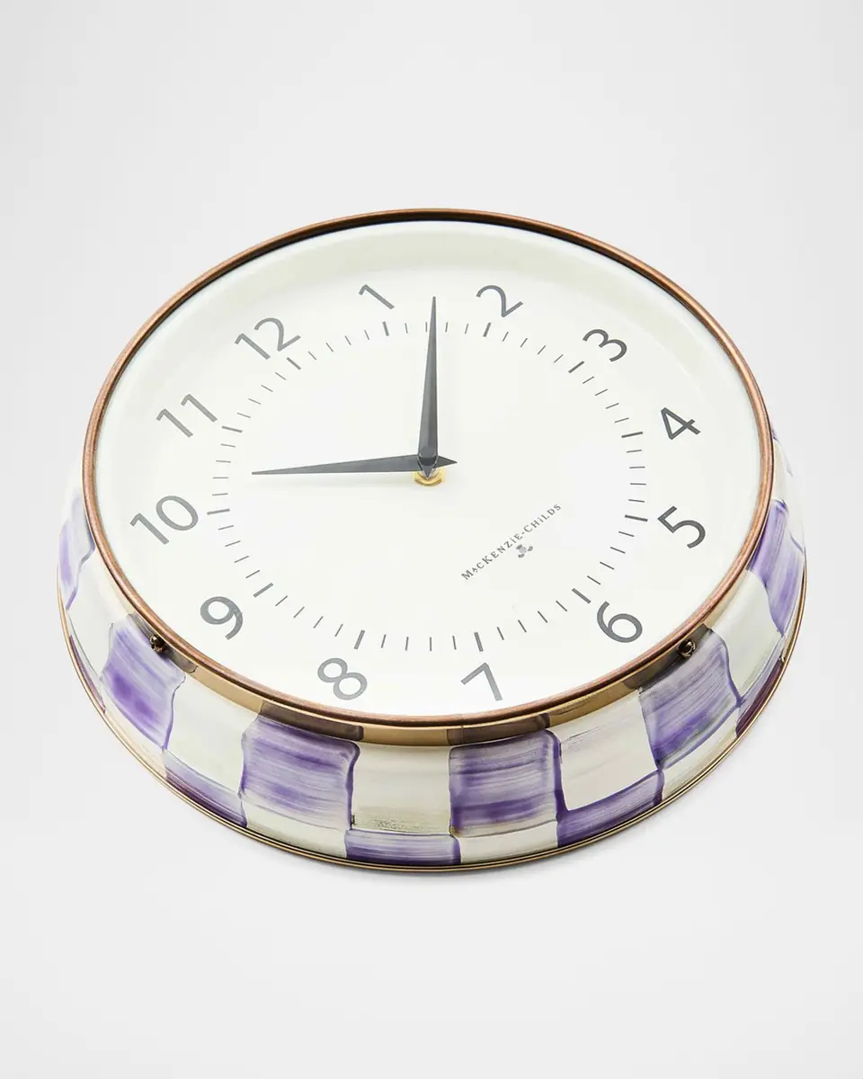 MacKenzie-Childs Violet Check School Wall Clock | Thumbnail 2