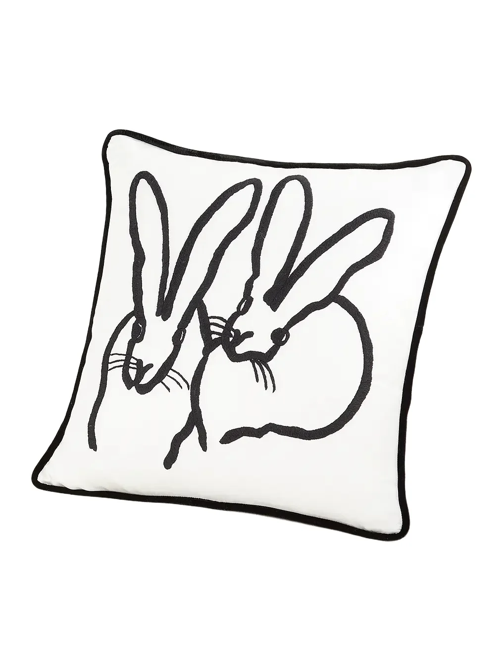 Hunt Slonem Hand-Embroidered Silk & Velvet Bunny Pillow, 20" Square