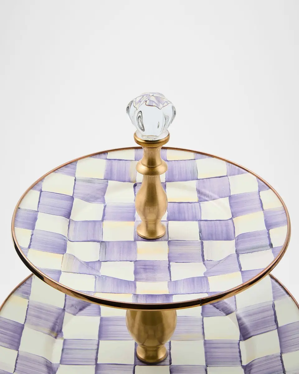 MacKenzie-Childs Violet Check 2-Tier Sweet Stand | Thumbnail 2 MacKenzie-Childs Violet Check 2-Tier Sweet Stand | Thumbnail 2