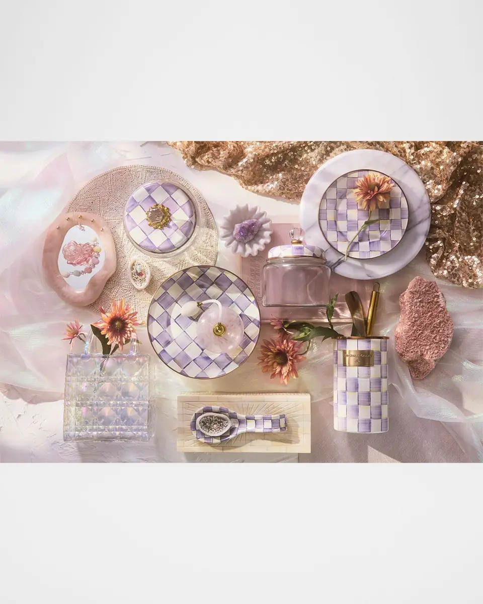 MacKenzie-Childs Violet Check 2-Tier Sweet Stand | Thumbnail 3 MacKenzie-Childs Violet Check 2-Tier Sweet Stand | Thumbnail 3