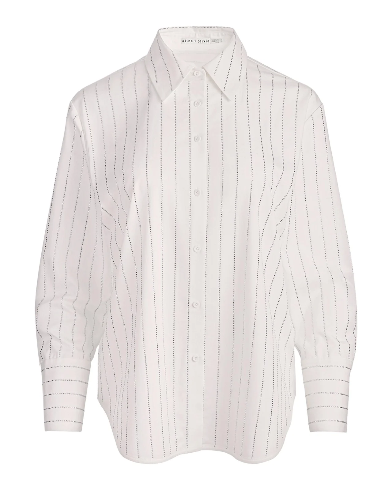 Alice + Olivia Finely Embellished Striped Oversized Blouse