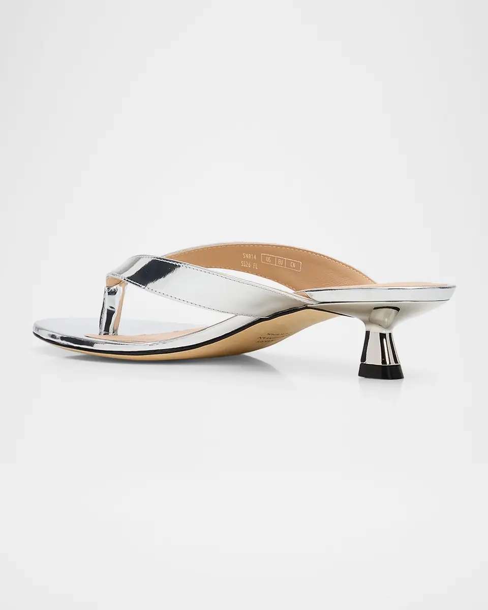 Stuart Weitzman Rio Metallic Leather Kitten-Heel Thong Sandals | Thumbnail 2 Stuart Weitzman Rio Metallic Leather Kitten-Heel Thong Sandals | Thumbnail 2