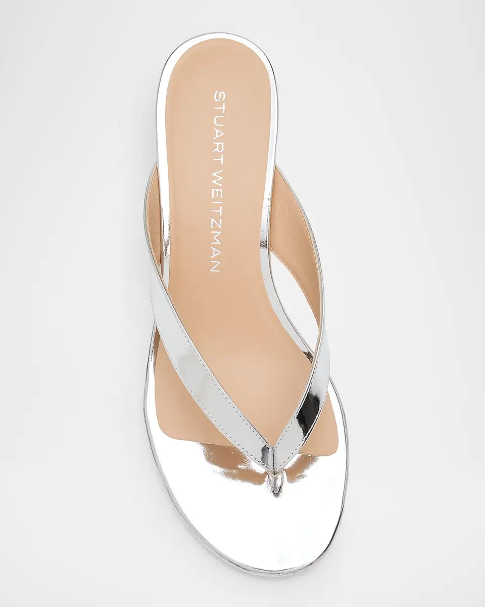 Stuart Weitzman Rio Metallic Leather Kitten-Heel Thong Sandals | Thumbnail 4 Stuart Weitzman Rio Metallic Leather Kitten-Heel Thong Sandals | Thumbnail 4