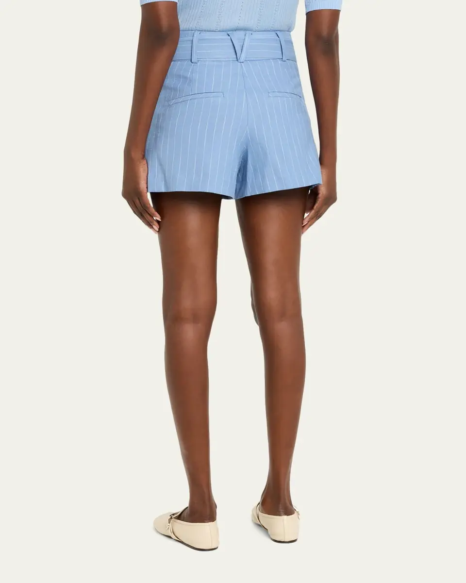 Veronica Beard Piper Belted Pinstripe Shorts | Thumbnail 3