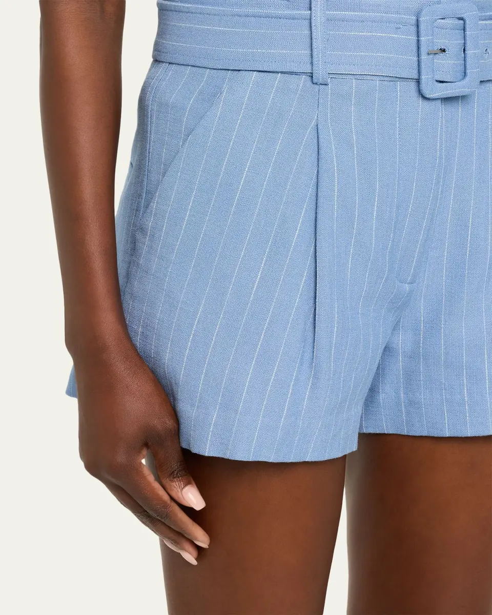 Veronica Beard Piper Belted Pinstripe Shorts | Thumbnail 5