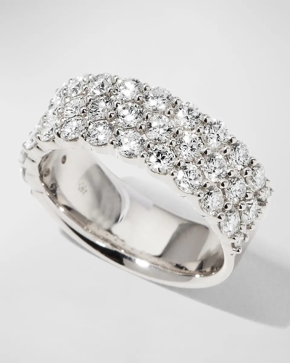 Mémoire 18k White Gold Halfway 3-Row Diamond Ring, Size 6-8 | Thumbnail 3 Mémoire 18k White Gold Halfway 3-Row Diamond Ring, Size 6-8 | Thumbnail 3