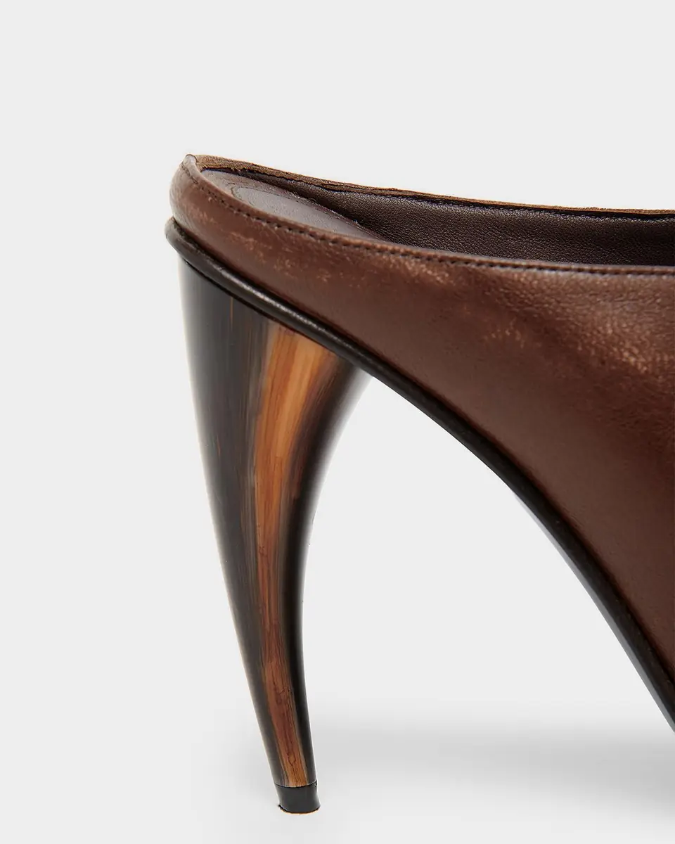 Alexander McQueen 105mm Horn Leather Peep-Toe Mules | Thumbnail 2 Alexander McQueen 105mm Horn Leather Peep-Toe Mules | Thumbnail 2