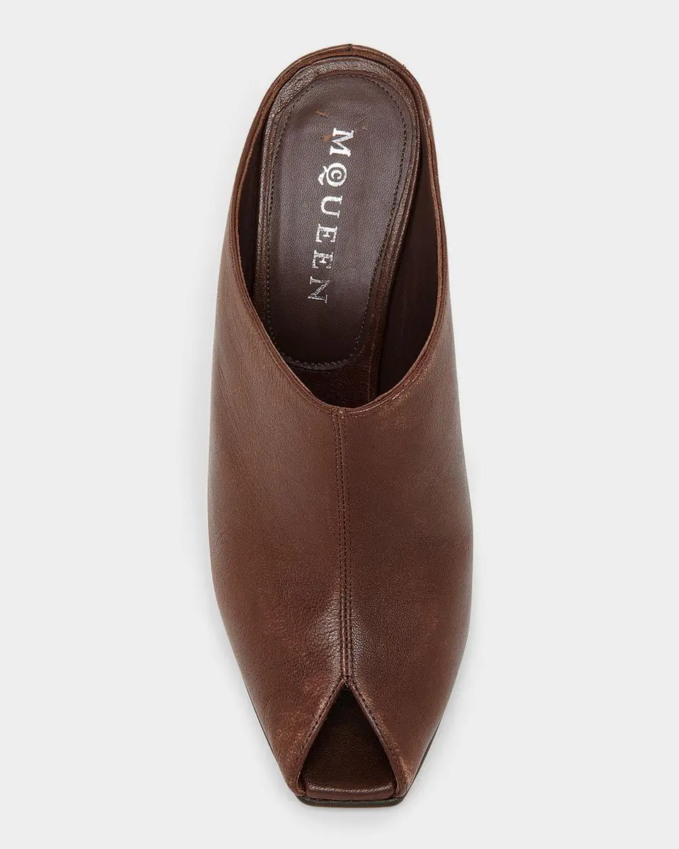 Alexander McQueen 105mm Horn Leather Peep-Toe Mules | Thumbnail 3 Alexander McQueen 105mm Horn Leather Peep-Toe Mules | Thumbnail 3