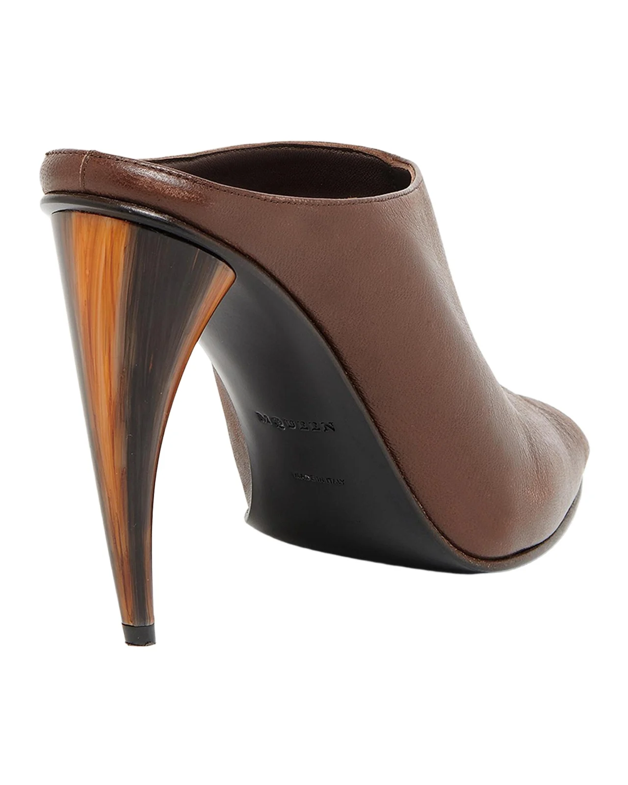 105mm Horn Leather Peep-Toe Mules 105mm Horn Leather Peep-Toe Mules
