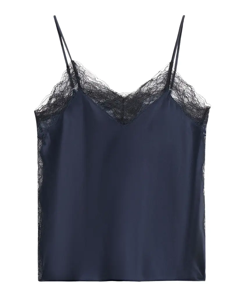 Johana Silk Lace-Trim Cami