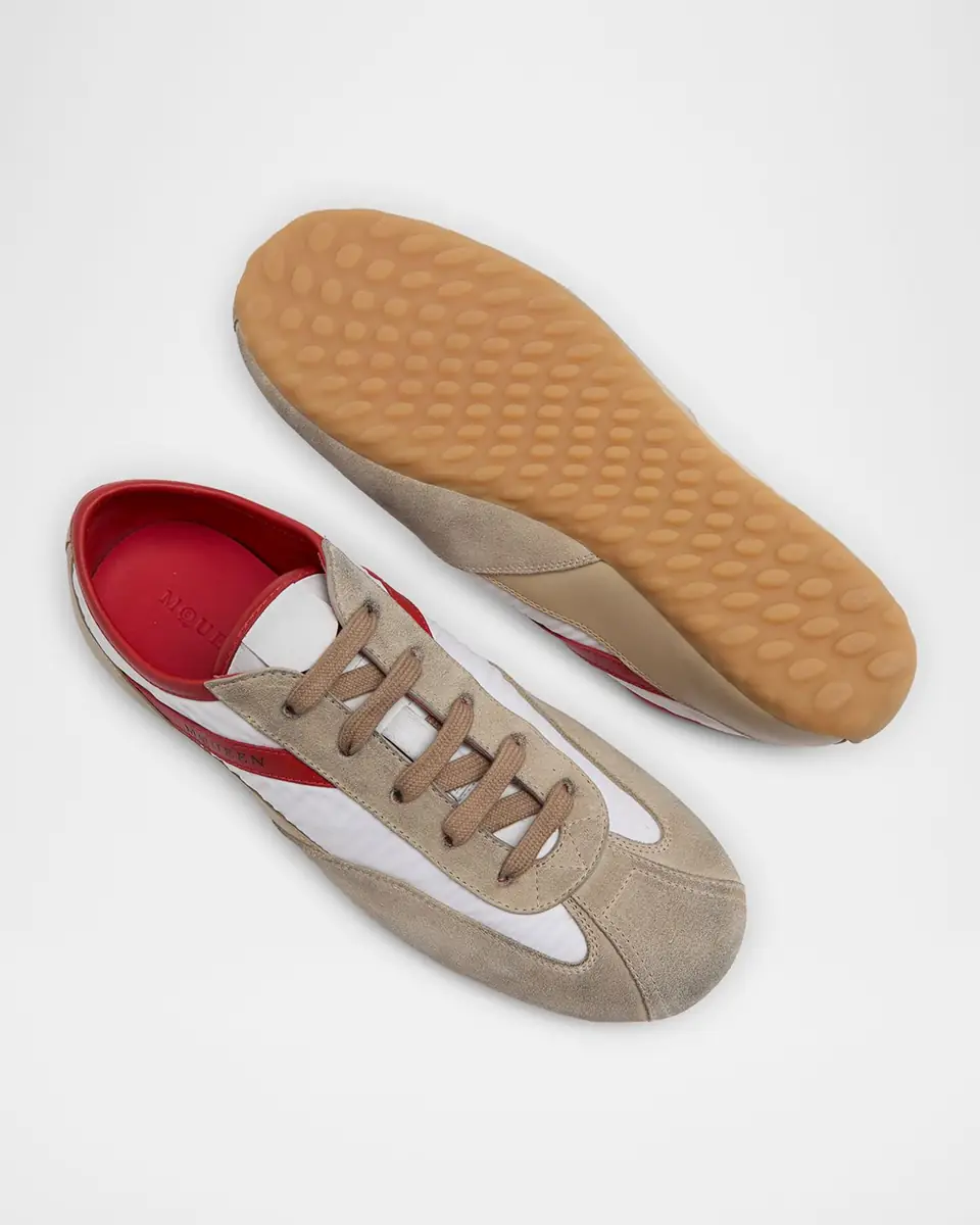 Alexander McQueen Men's Boxe Suede, Nylon, & Leather Low-Top Sneakers | Thumbnail 2 Alexander McQueen Men's Boxe Suede, Nylon, & Leather Low-Top Sneakers | Thumbnail 2