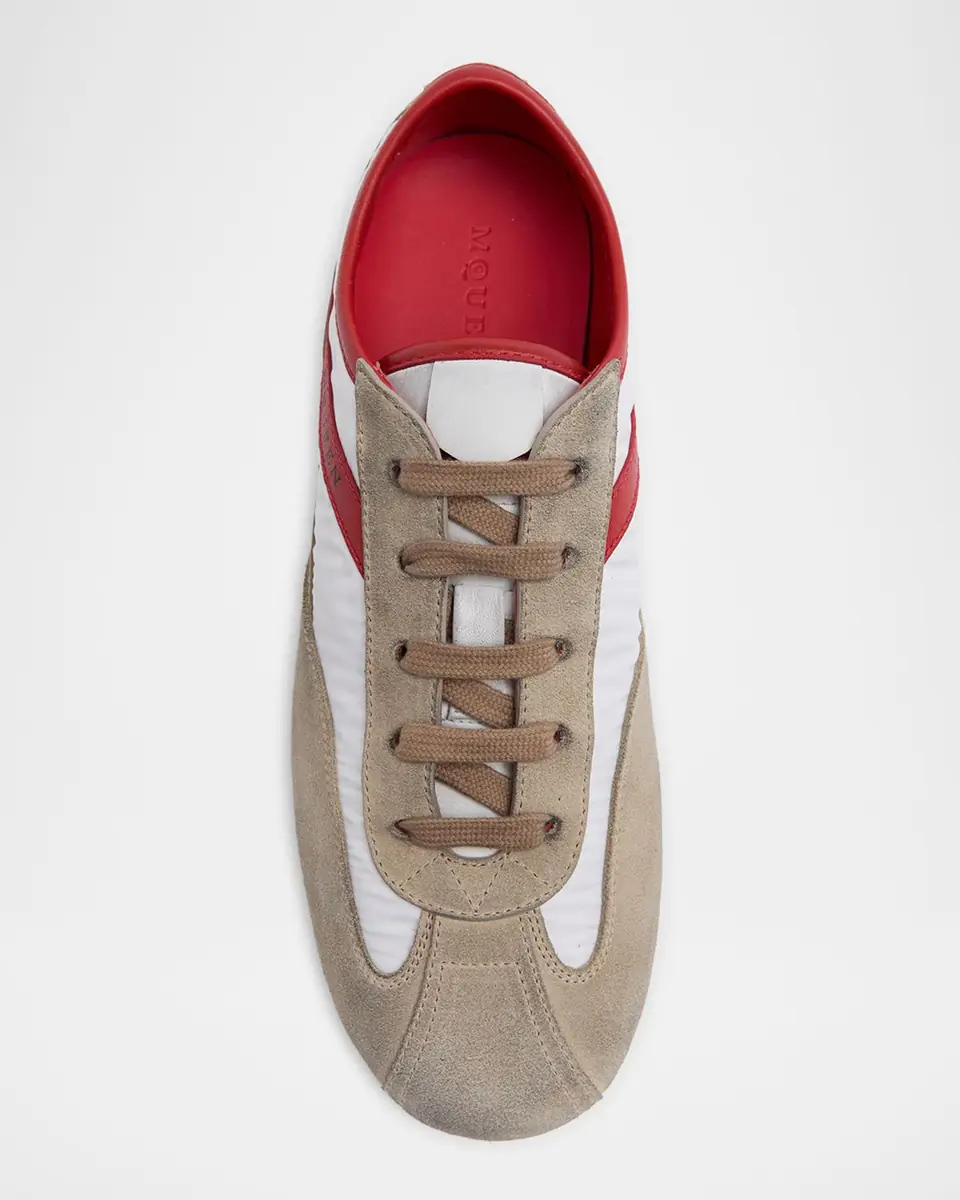Alexander McQueen Men's Boxe Suede, Nylon, & Leather Low-Top Sneakers | Thumbnail 3 Alexander McQueen Men's Boxe Suede, Nylon, & Leather Low-Top Sneakers | Thumbnail 3