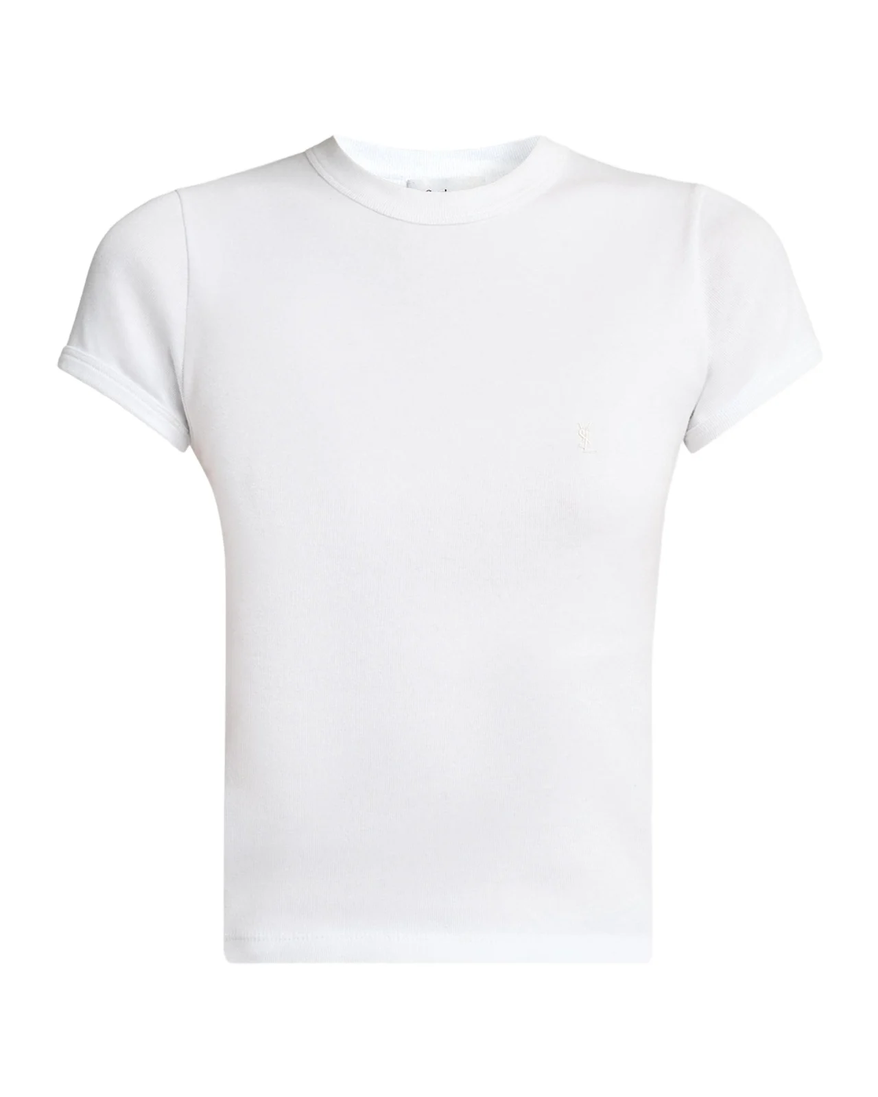 Saint Laurent Cassandre Short-Sleeve Rib-Knit T-Shirt