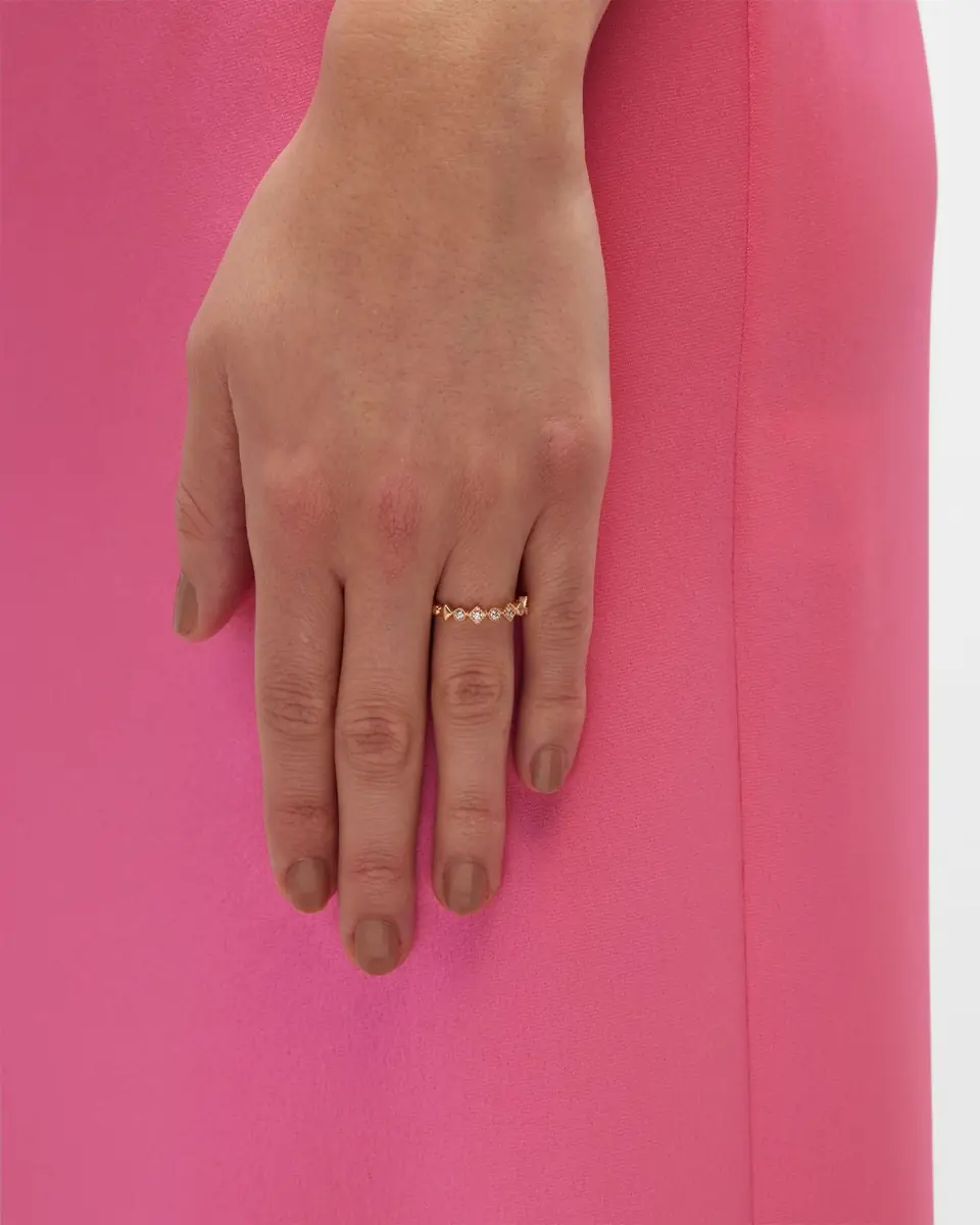 Mémoire Stackables 18k Yellow Gold Diamond Round & Square Ring, Size 6.5 | Thumbnail 2