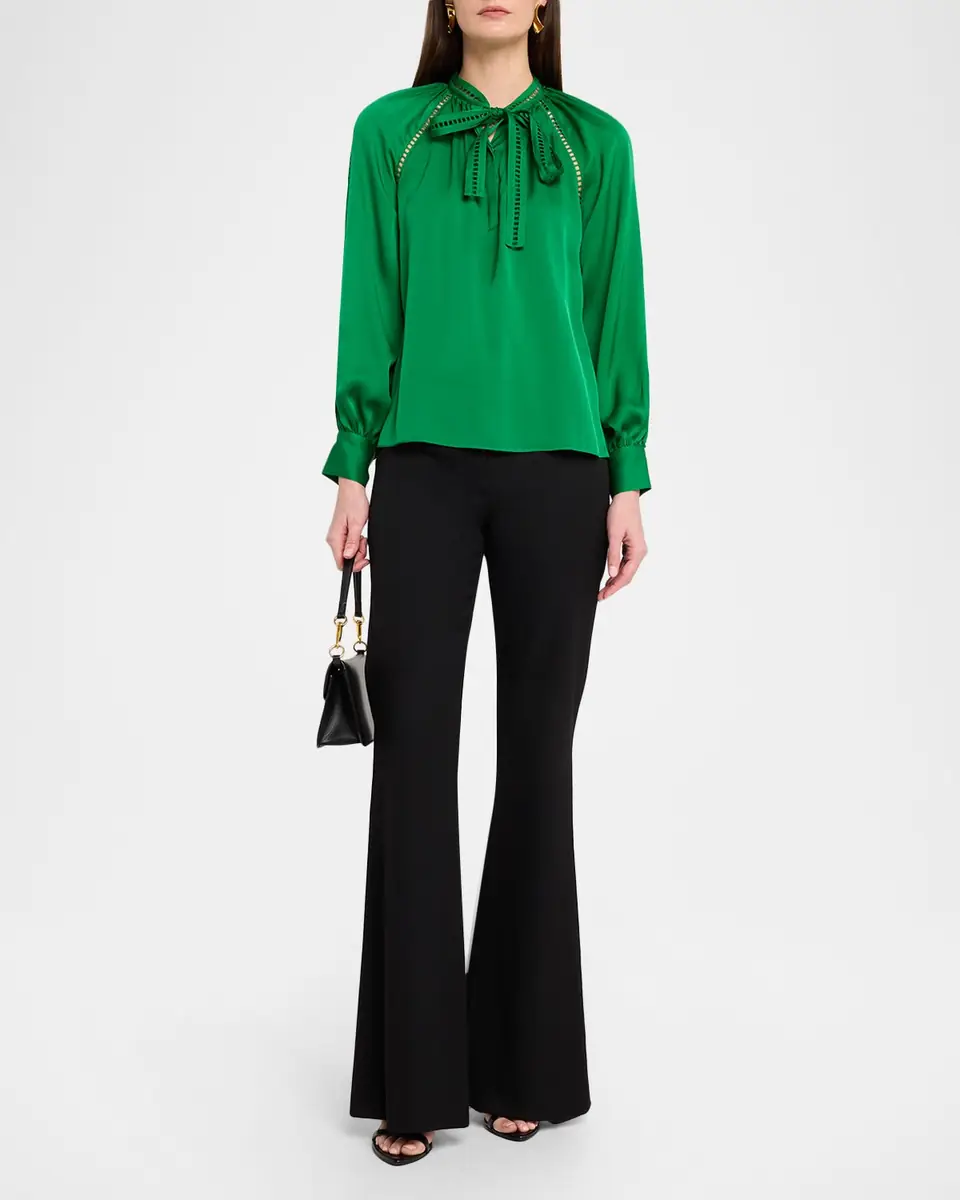 Elie Tahari The Angie Ruched Lace-Inset Blouse | Thumbnail 2