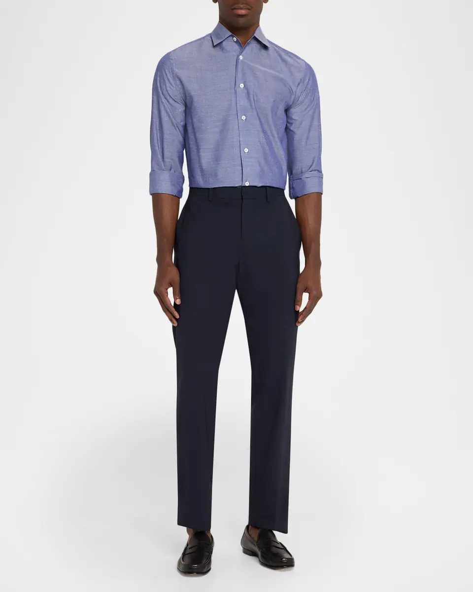 Bugatchi Men's Axel Cotton and Linen Button-Down Shirt | Thumbnail 2 Bugatchi Men's Axel Cotton and Linen Button-Down Shirt | Thumbnail 2