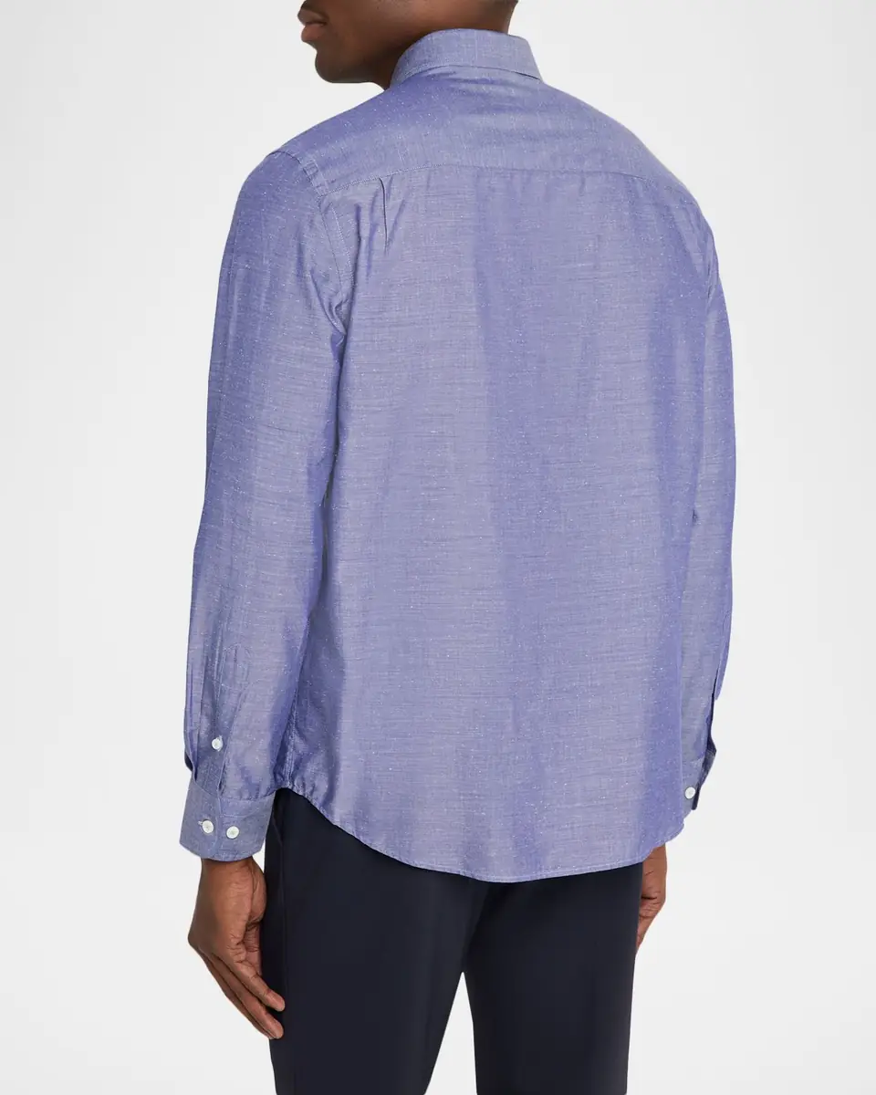 Bugatchi Men's Axel Cotton and Linen Button-Down Shirt | Thumbnail 3 Bugatchi Men's Axel Cotton and Linen Button-Down Shirt | Thumbnail 3