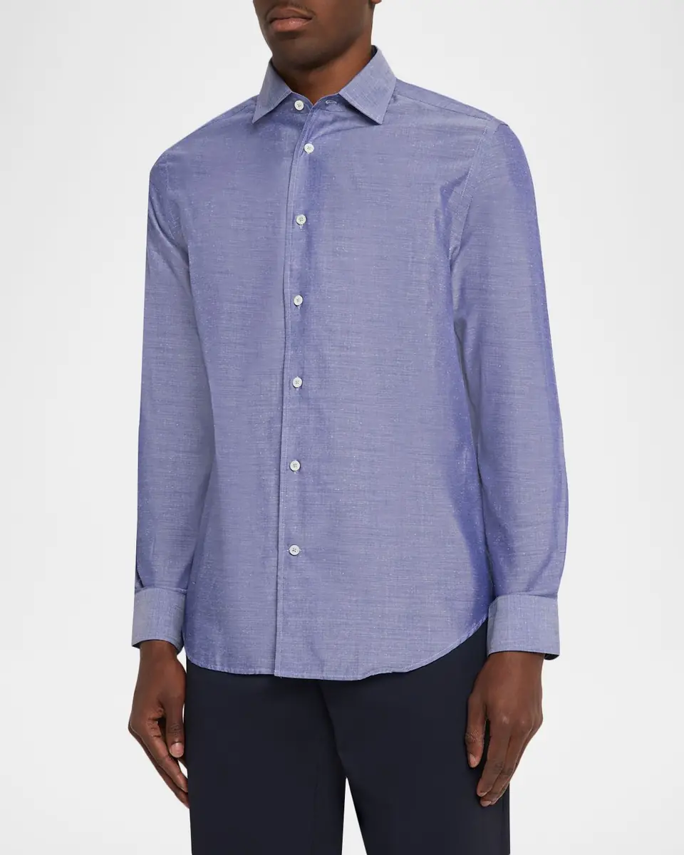 Bugatchi Men's Axel Cotton and Linen Button-Down Shirt | Thumbnail 4 Bugatchi Men's Axel Cotton and Linen Button-Down Shirt | Thumbnail 4
