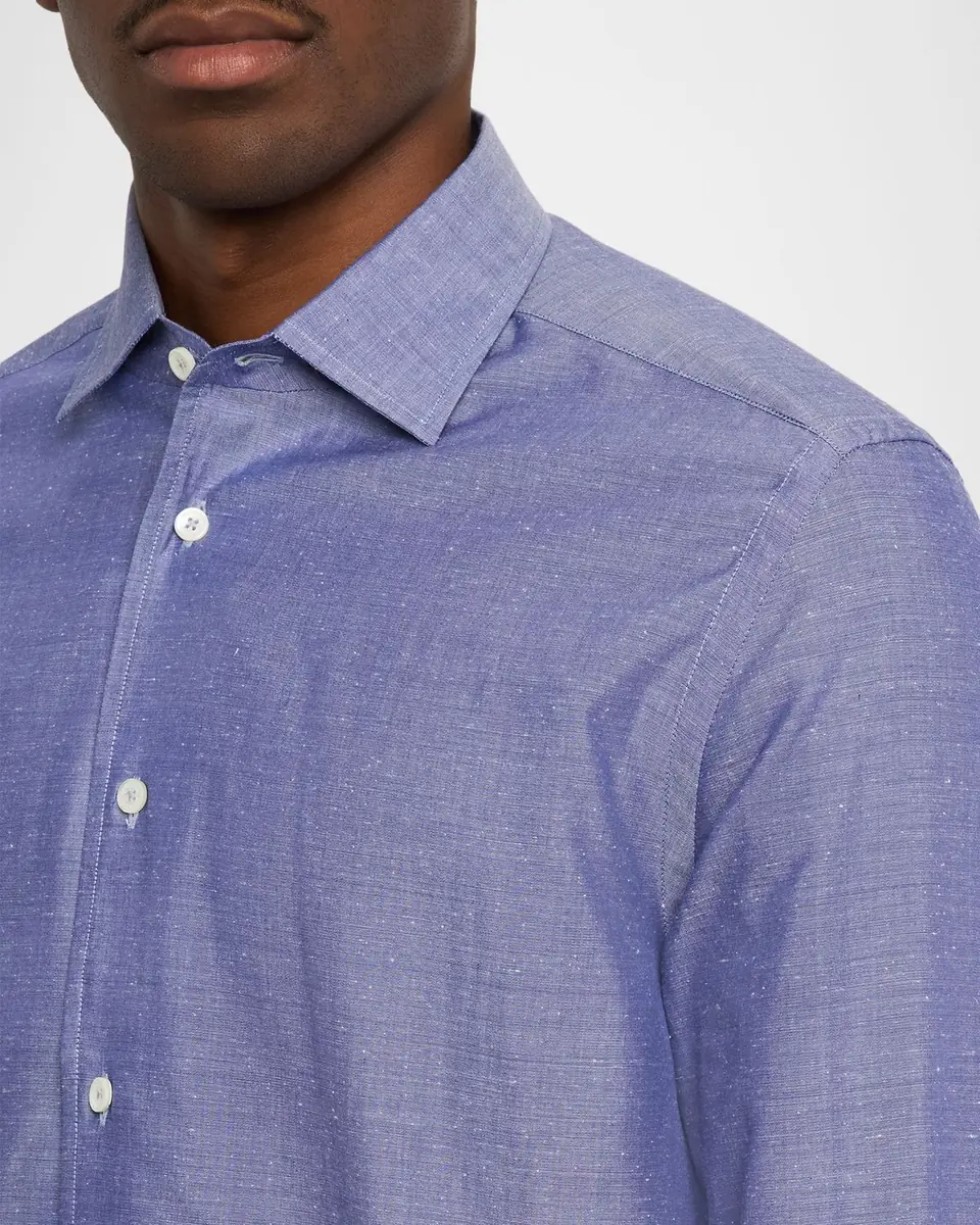 Bugatchi Men's Axel Cotton and Linen Button-Down Shirt | Thumbnail 5 Bugatchi Men's Axel Cotton and Linen Button-Down Shirt | Thumbnail 5