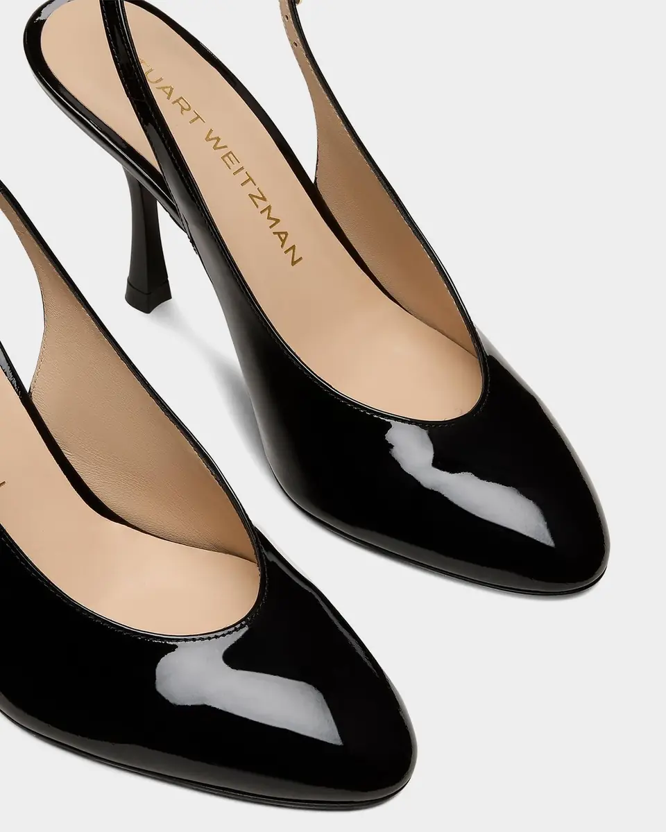 Stuart Weitzman 85mm Madison Patent Leather Slingback Pumps | Thumbnail 3