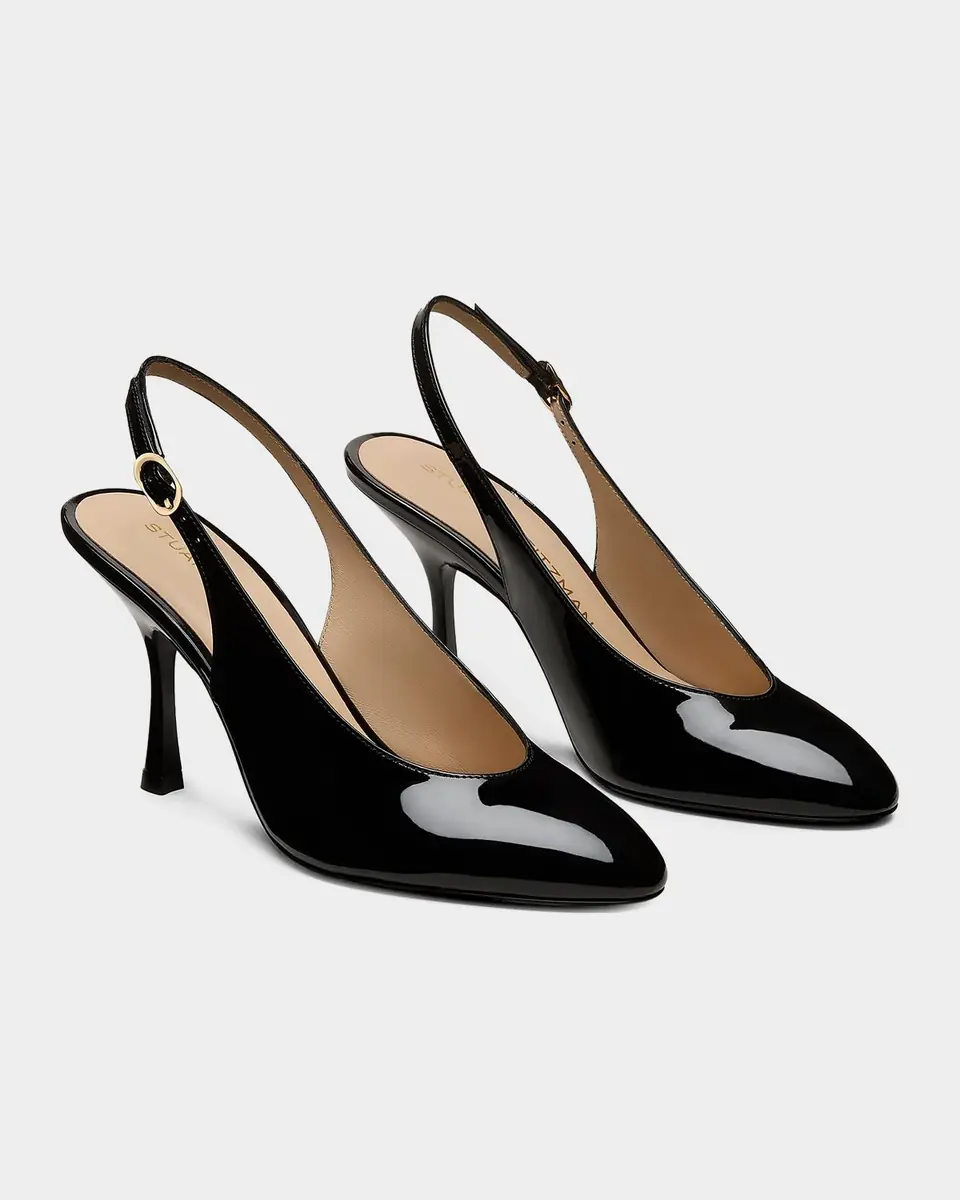 Stuart Weitzman 85mm Madison Patent Leather Slingback Pumps | Thumbnail 4