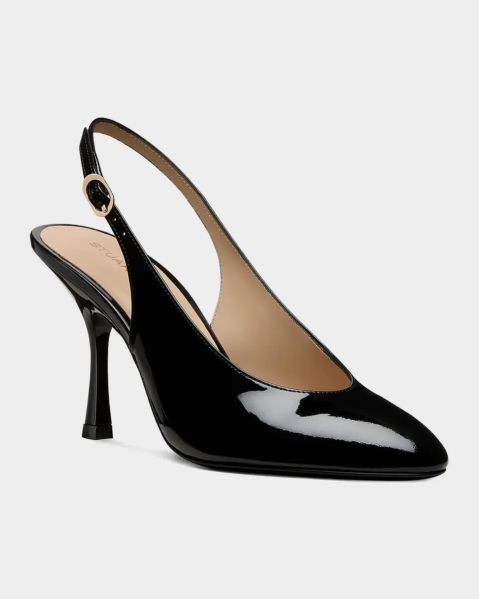 Stuart Weitzman 85mm Madison Patent Leather Slingback Pumps | Thumbnail 5