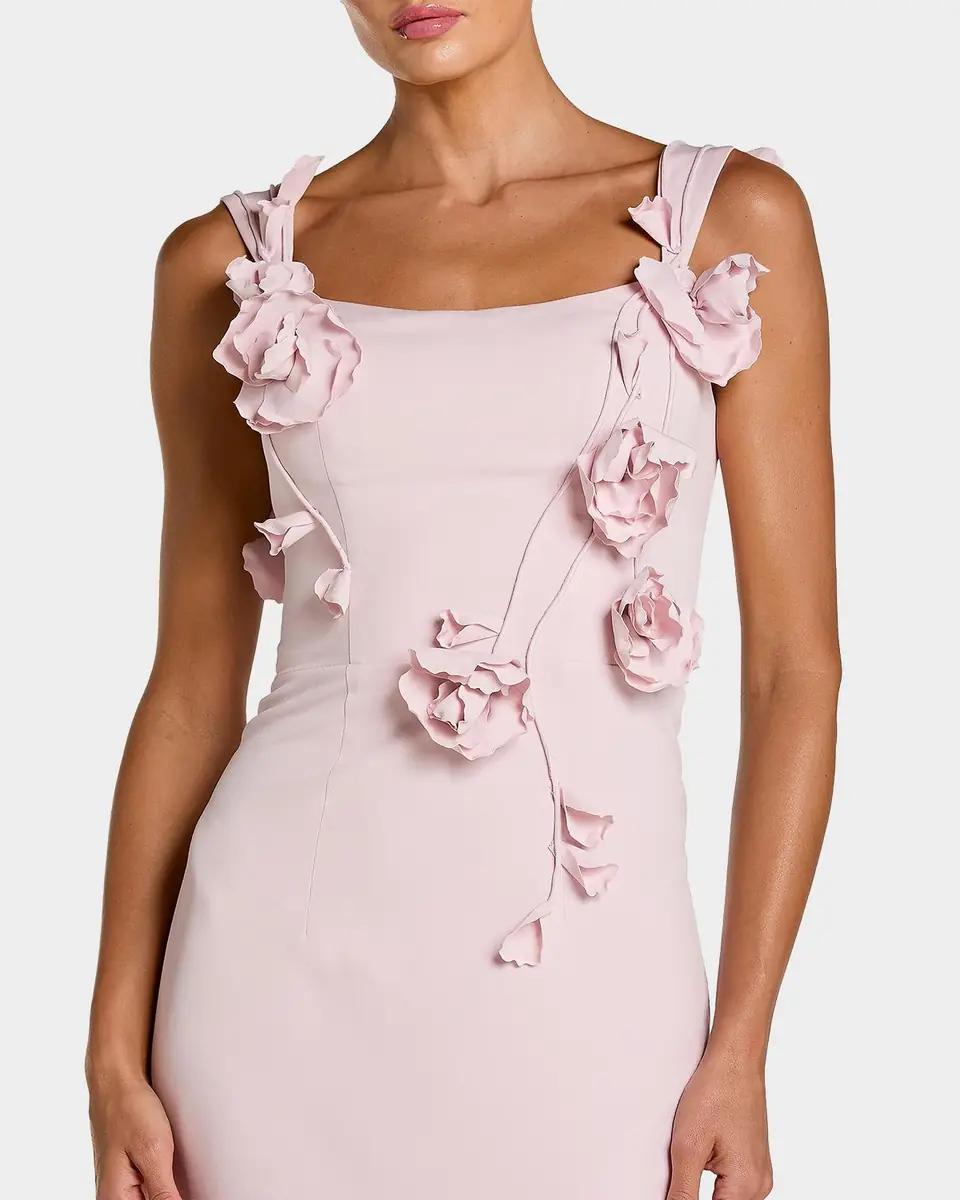 Mac Duggal Floral-Appliqué Square-Neck Column Gown | Thumbnail 2 Mac Duggal Floral-Appliqué Square-Neck Column Gown | Thumbnail 2