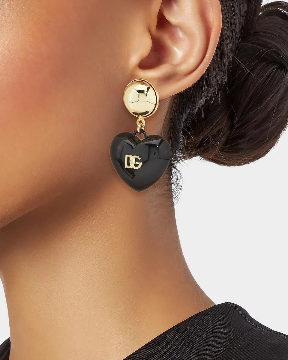 Dolce & Gabbana Black Heart DG Drop Earrings | Thumbnail 2 Dolce & Gabbana Black Heart DG Drop Earrings | Thumbnail 2